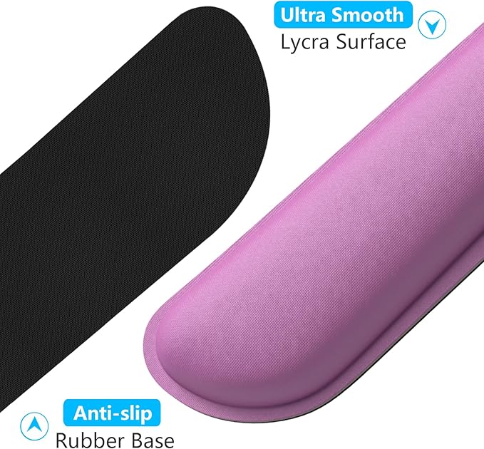 Dapesuom Enlarge Keyboard Wrist Rest, Memory Foam Wrist Cushion for Desk Mats Support, Cute Typing Pain Relief Keyboard Mouse Pad Rests Set with Non-Slip Base for Gaming Laptop Office, Radiant Orchid