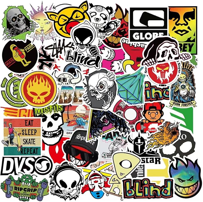Skateboard Stickers 100Pcs/Pack Cool Waterproof Stickers for Laptop Water Bottle Suitcase Phone, Skateboarding Stickers Decal for Teens Boys Adults