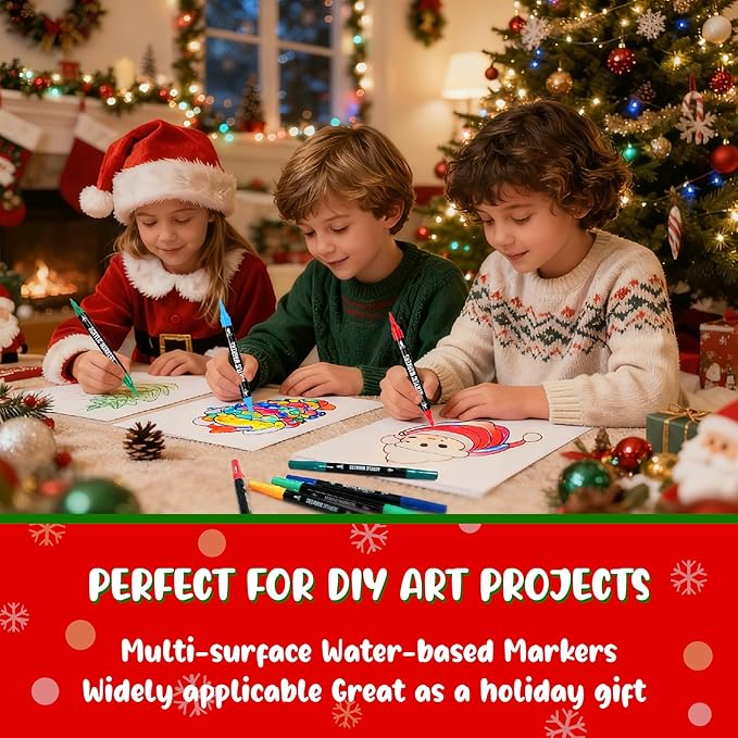 72 Colors Acrylic Paint Markers, Dual Tip with Fine Tip and Brush Tip Pens for Stone, Wood, Calligraphy, Canvas, Ceramic, Metal, Glass, Rock Painting, DIY Crafts