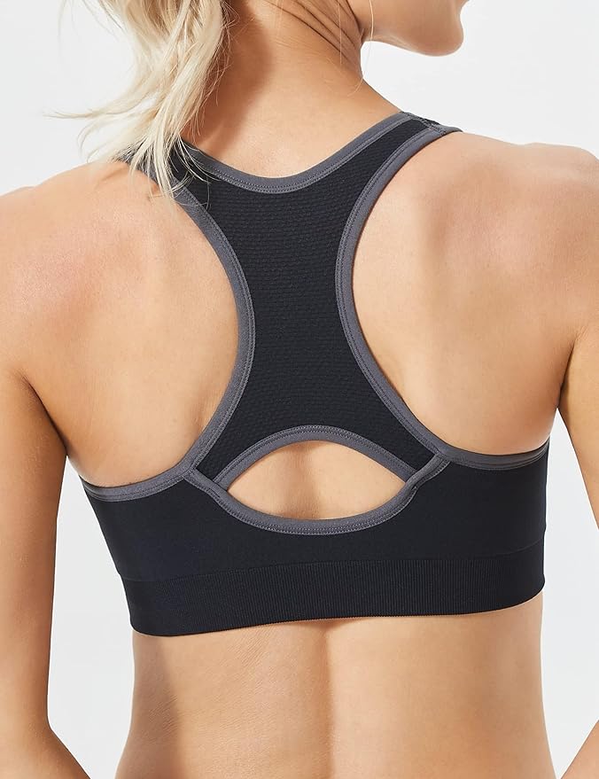 FITTIN Racerback Sports Bras for Women - Padded Seamless Support Bra for Yoga Gym Workout Fitness