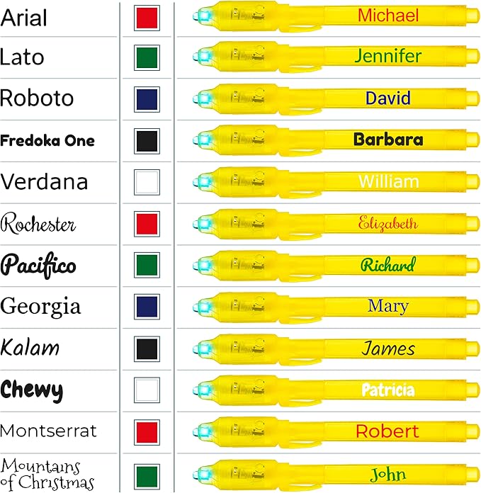 Personalized Invisible Disappearing Ink Pen Marker Pack, Custom Secret Spy Message Writer with UV Light, Fun for Kids Party Favors Gifts and Stock Stuffers, 24 Pack, Yellow