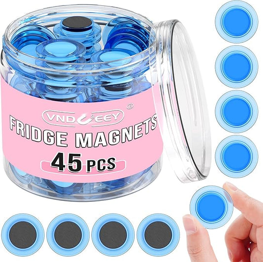 VNDUEEY 45 Pcs Round Whiteboard Magnets, Fridge Magnets, Dry Board Magnet Fridge Decorative, Small Magnet Teacher Supplies for School, Home, Office(Blue, 3cm/1.18in)