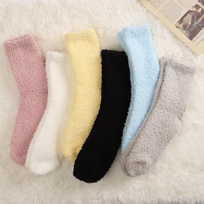 Womens Fuzzy Socks Microfiber Soft Cozy Warm Slipper Sleeping Winter Sock Fluffy Cabin Plush Stocking Stuffers