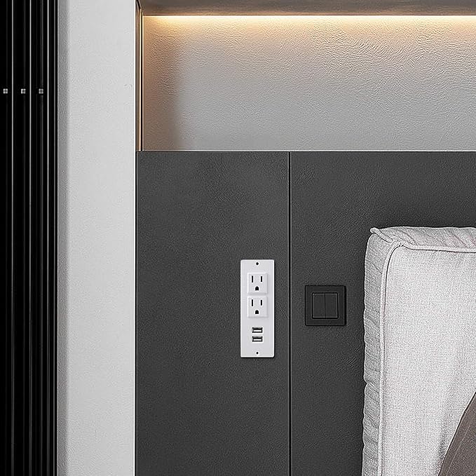 Conference Recessed Power Strip Socket 6.56Ft Cord,Desktop Power Grommet Power Strip with 2-Outlet & 2 USB Ports,Furniture Flush Mount Charging Station,Desk Outlet for Side Table or End Table(White)