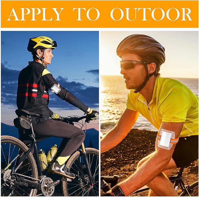 Meanplan 50 Pcs Arm Badge Holder Armband ID Badge Holder Bulk Visibility PVC with Adjustable Belt Elastic Armband Clear Name Tag for Work Pass, Postcards, Universal Size(Orange)