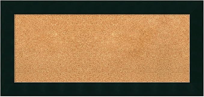 Amanti Art Natural Cork Board for Wall, 16x34 Vision Board with Black Wood Frame, Medium Corkboard Office Decor for Home Organization, Modern Corkboard Pinboard to Display Items for Home Organization