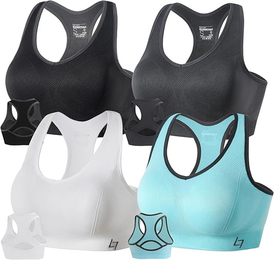 FITTIN Racerback Sports Bras for Women - Padded Seamless Support Bra for Yoga Gym Workout Fitness