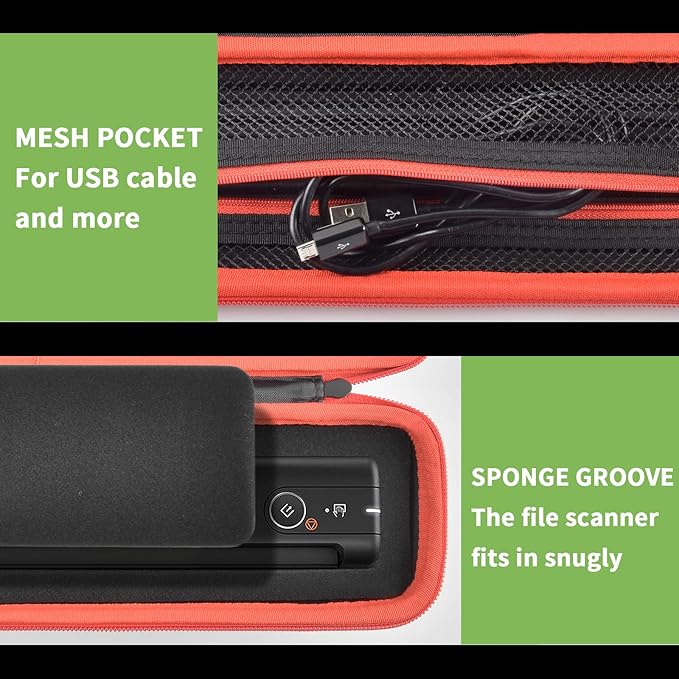 ALKOO Case Compatible with Epson Workforce ES-50/ ES-60W/ ES-55R/ ES-65WR/ DS-30/ DS-70/ DS-80W Portable Sheet-Fed Document Scanner, Storage for Epson Scanner for PC and Mac- Black (Box Only)