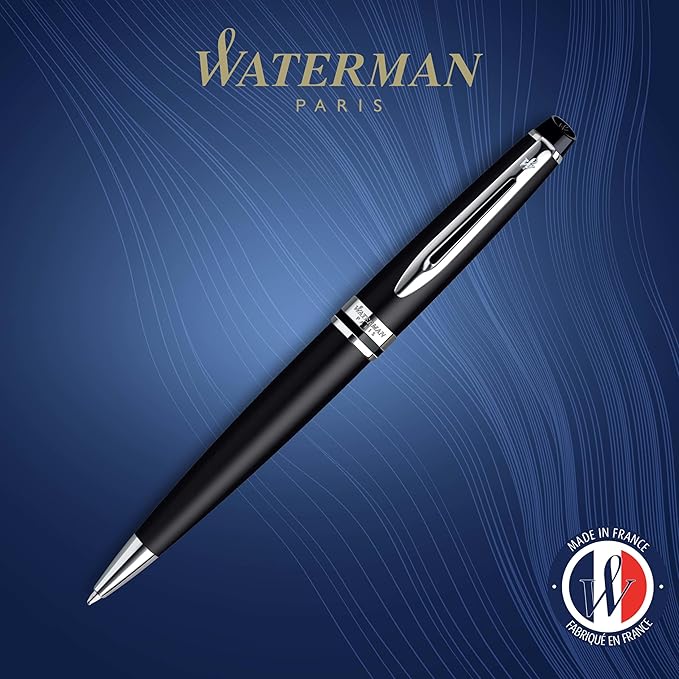 Waterman Expert Ballpoint Pen Matte Black CT Medium Nib Blue Ink