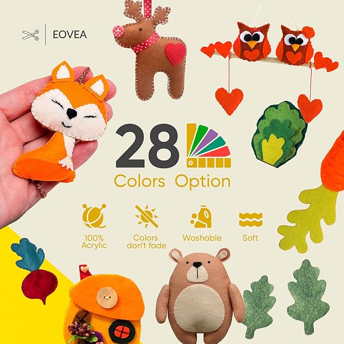 EOVEA | Acrylic Felt Fabric by The Yard - Non-Stiff, Soft Material - 72" Wide - 1.6mm Thick Felt Sheets for DIY Crafts, Sewing, Upholstery, Cushion, Padding(Yellow, 2 Yard)