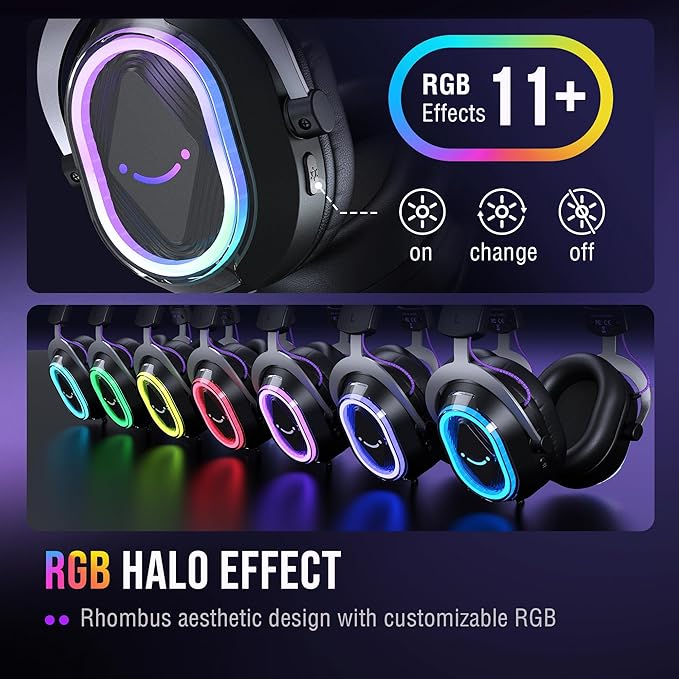 FIFINE Wired USB Gaming Headset: 7.1 Surround Sound - Vibrant Customizable RGB - Game/Chat Balance, Gamer Headphone with Noise Canceling Mic for PC, PS5/PS4, Laptop, Mac - AmpliGame H13BP