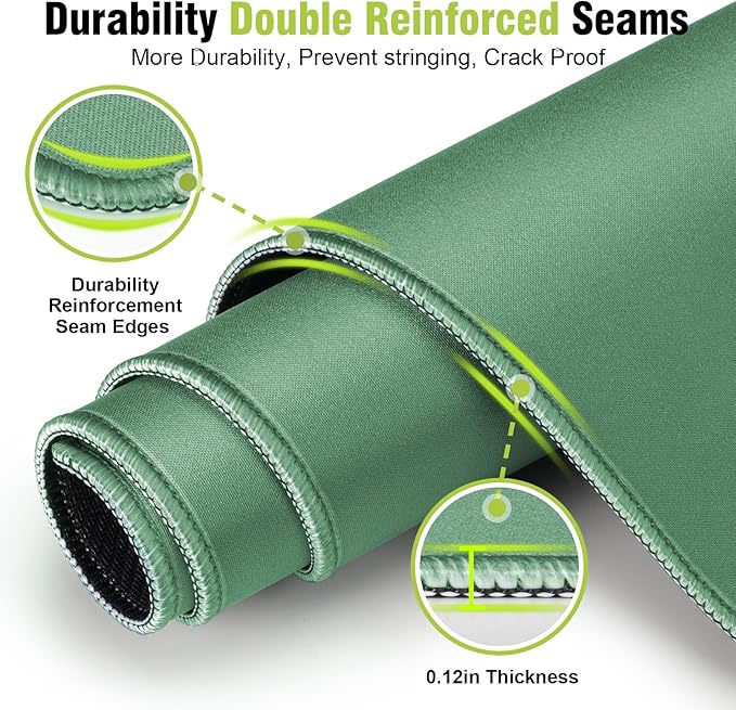 Green Mouse Pad, Smooth Mouse Pads, Non-Slip Rubber Base & Waterproof Gaming Mouse Pad, 31.5L x 11.8W Inches Large Mousepad for Computer, Office & Home, Multifunctional Large Mousepad