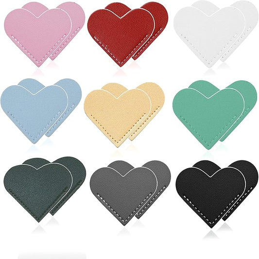 18 PCS Leather Bookmarks for Women with Heart Shape, Cute Corner Bookmark, Book Accessories for Reading Lovers, Book Markers for Women, Bookmarks for Book Lovers by HNQCPCVU (18PCS Heart)
