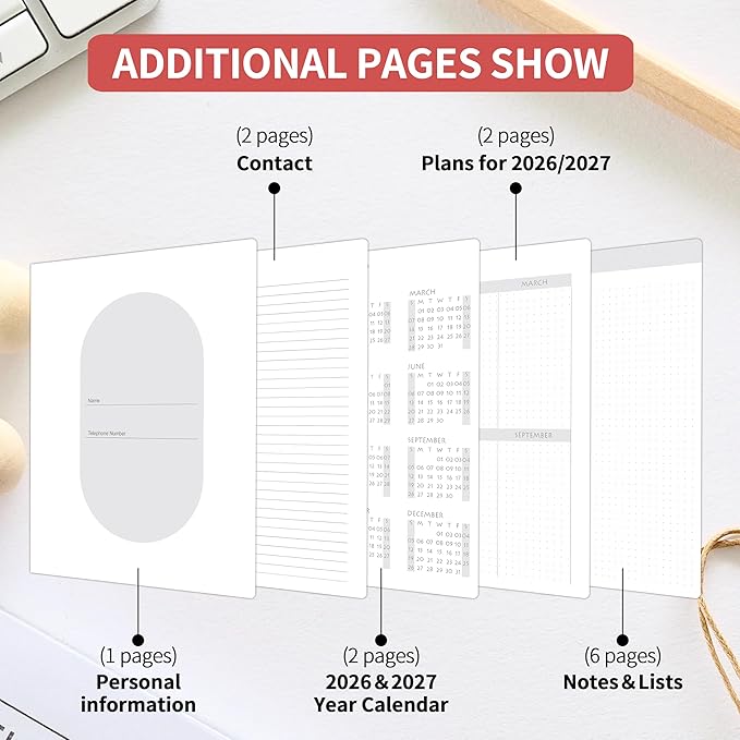Monthly Planner 2026-2027 - 2 Year Monthly Planner Calendar 2026-2027, Jan. 2026 - Dec. 2027, 7.3" * 9.5", 24 Months Calendar Planner with Note Pages, for Office, School Home Planning - Pink