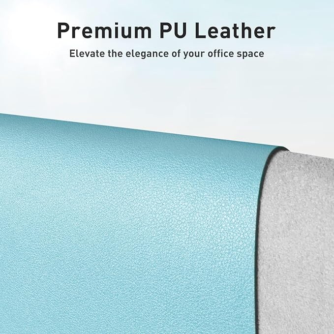 Aothia Large PU Leather Desk Pad Protector – Non-Slip Mouse Pad & Writing Mat for Office/Home, Waterproof, Easy to Clean (48" x 17", Blue Topaz)