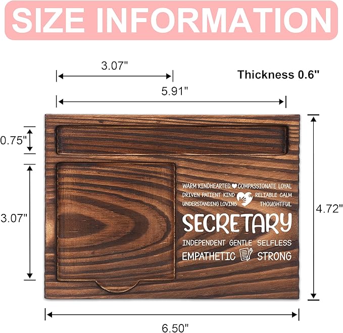 Secretary Appreciation Gifts, Thank You Gift for Administrative Assistant, Front Desk Admin Office Coworkers Staff Gifts, Sticky Note Holder Wooden Notepad & Pen Holder 6.5" x 4.7" - FTA300