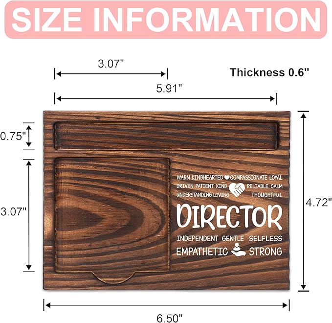 Director Appreciation Gifts, Thank You Gift for Director, Operations Office Coworkers Staff Appreciation Gifts, Sticky Note Holder Wooden Notepad & Pen Holder 6.5" x 4.7" - FTA298