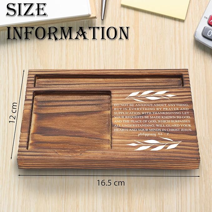 Christian Desk Organizer, Bible Verse Sticky Note Holder, John 15:5 I Am The Vine, Religious Gifts for Christians, Pastors, Church Leaders, Believers TZP107