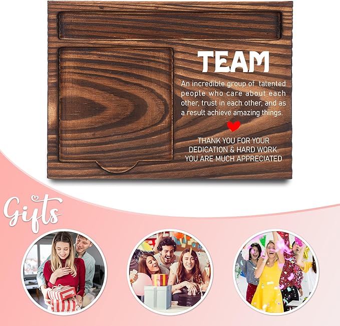 Team Gifts for Employees, Appreciation Gifts for Coworker, Thank You Gifts, Sticky Note Holder, Post-it Note Dispenser for Desk, Wooden Post-it Note & Pen Holder 6.5" x 4.7" - FTA116