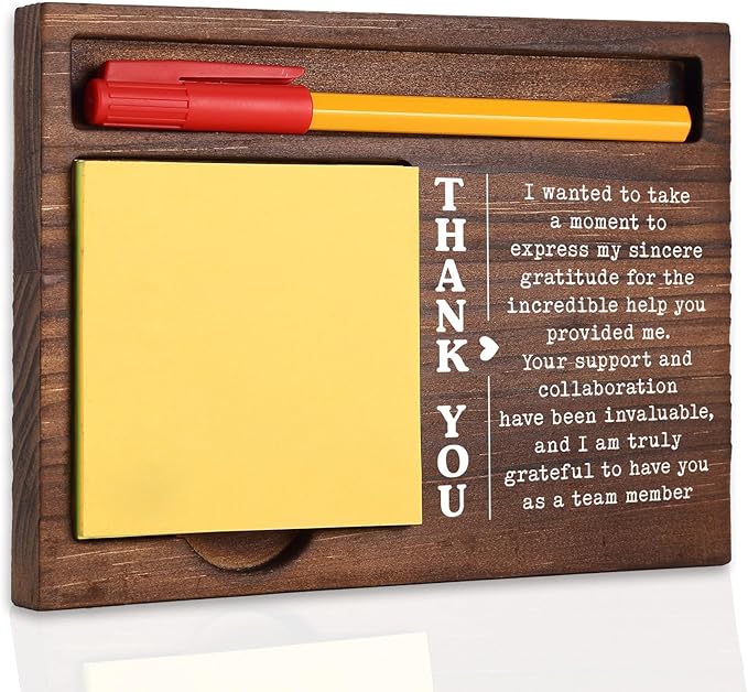 Thank You Desk Organizer Gift for Coworkers Employees Bosses Mentors, Perfect for Farewell Retirement Promotion New Job Team Recognition, Office Stuff Sticky Note Pad Holder Dispenser TBC173