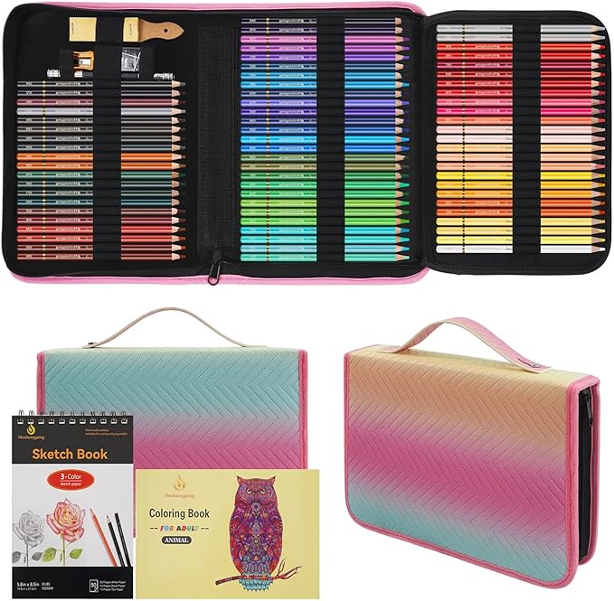 Heshengping 72 Color Artist Colored Pencils Set for Adult Coloring Books, Soft Core, Professional Numbered Art Supplies Drawing kit for Coloring Sketching Blending Crafting, Gift for Beginners Teens