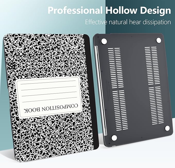 DONGKE Compatible with MacBook Air 13 inch Case 2021 2020 2019 2018 Release A2337 M1 A2179 A1932 with Retina Display & Touch ID, Plastic Hard Shell & Keyboard Cover - Composition Book