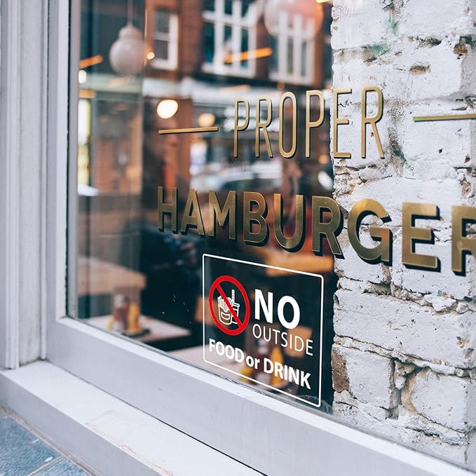 No Outside Food or Drink Sign for Business Sign 10x8 Inch Sticker Vinyl Window Door Signs Waterproof UV Proof Decal 2 Pack