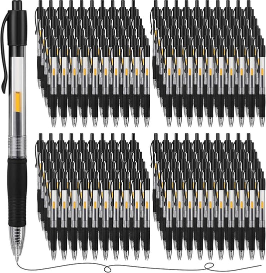 Jetec 300 Pcs Premium Gel Roller Pens Bulk, Fine Point 0.7 mm, Retractable Gel Ink Roller Ball Pens for Writing Journaling Taking Notes Office (Black)