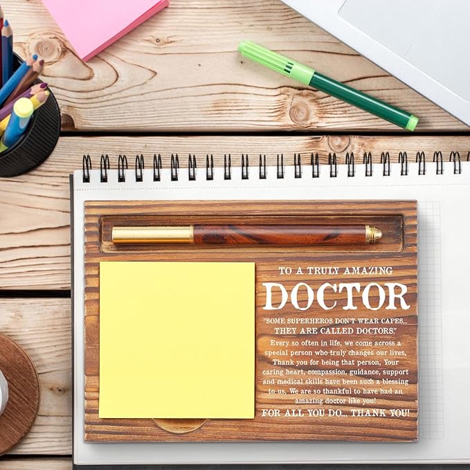 Thank You Doctor Gift Sticky Note Holder, Doctor Appreciation Future Doctor Assistant Med School Graduation Gift, Doctor's Day Week Gift Thank You for All You do Self-Stick Note Pad Holders TZP45