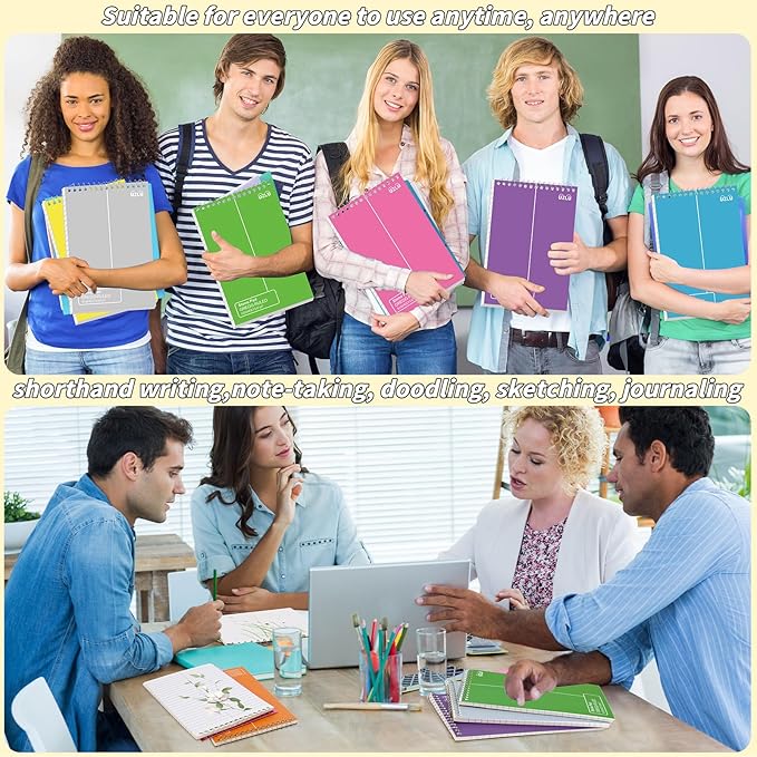 24 Pack Steno Pads 6 x 9 in Spiral Top Notebook Bulk 12 Assorted Color Note Pad 60 Sheets Gregg Rule Writing Paper Steno Notebooks for Students Teachers Men Women Professionals Office School Recording