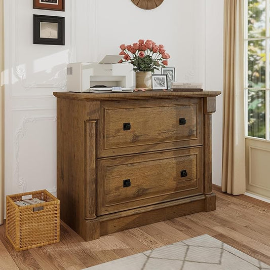 blini 2 Drawer File Cabinet Farmhouse Lateral File Cabinet with Hanging File Folders，Fits Letter/Legal/A4 Sizes, 36.8" Large Wood File Storage Cabinets Printer Stand for Home Office