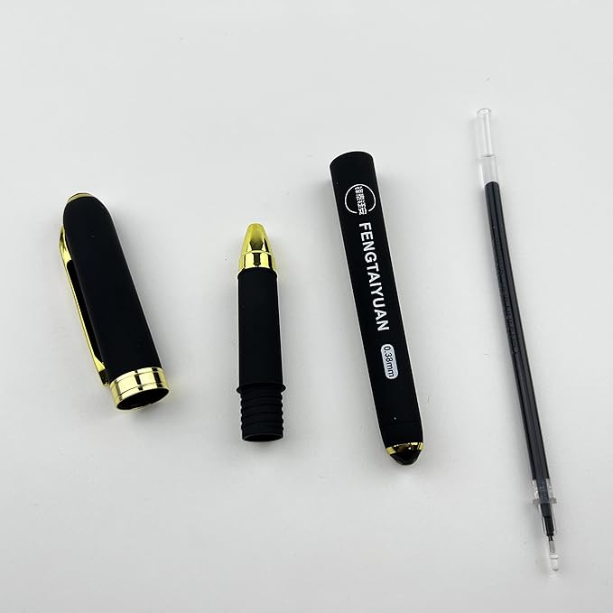 Fengtaiyuan 038P18Pro, Gel Ink Rollerball Pens, Black Ink, Ultra FIne 0.38mm, Writting Pens, Smooth, 18 Pack (Black-0.38mm)