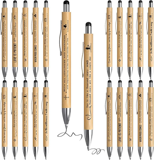 Christian Inspirational Pens With Bible Verse Stylus Ballpoint Pens Black Ink Bulk Motivational Christian Gifts for Women Men Bible Study Supplies for The Office Gifts 20 Count