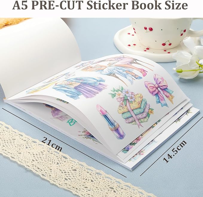 Snycler Taste The Dessert Theme Sticker Scrapbooking Supplies for Junk Journal, 20 Sheets PET Stickers - Vintage Journaling Stickers, Ephemera Sticker Book Pre Cut, Planner, Junk Journal Supplies