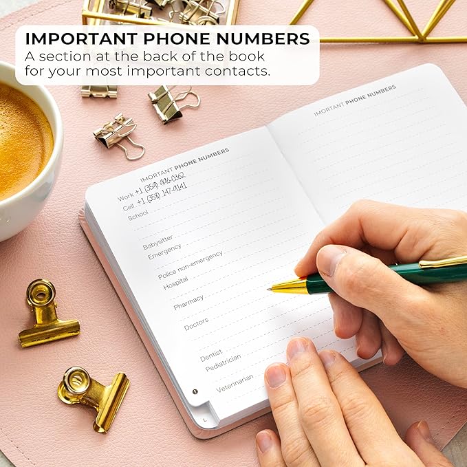 Clever Fox Address Book with alphabetic tabs - PU leather telephone and address book for keeping contacts safe, Contact Organizer Journal, Small Size (4.0″ x 5.5″), Hardcover, Rose Gold