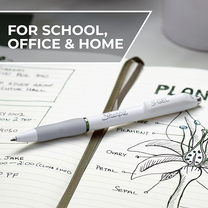 Sharpie S-Gel Pens, Fashion Barrel Gel Pens, Pearl White Body, Medium (0.7mm) Point, Bold Ink Colors, 8 Count (Pack of 6)