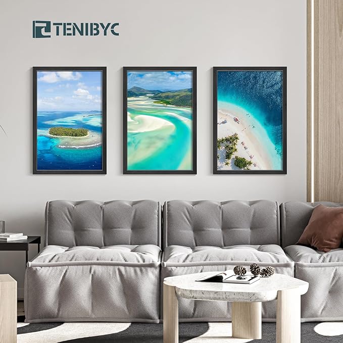 16x24 Poster Frames Set - 3 Pack - Black Solid Wood Picture Frame - Exclusive Woodgrain - Rooms, Offices, Gallery, Studio, and Hallway, Wall Display Decor