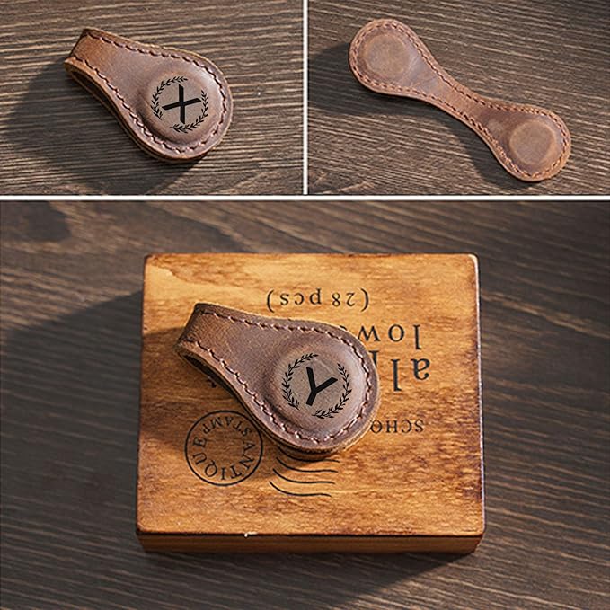 Magnetic Leather Bookmark with 26 Initial for Reading Women,Personalized Magnet Book Marks Gifts for Men,Book Lovers (Dark Brown, J)