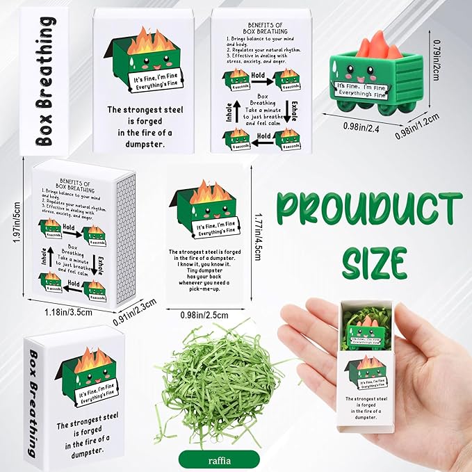 Realspring 24 Sets Dumpster Ornament Desk Accessories Emotional Support Resin Dumpster with Inspirational Cards Funny Employee Appreciation Gifts for Halloween Team Office Coworker Teacher (Classic)