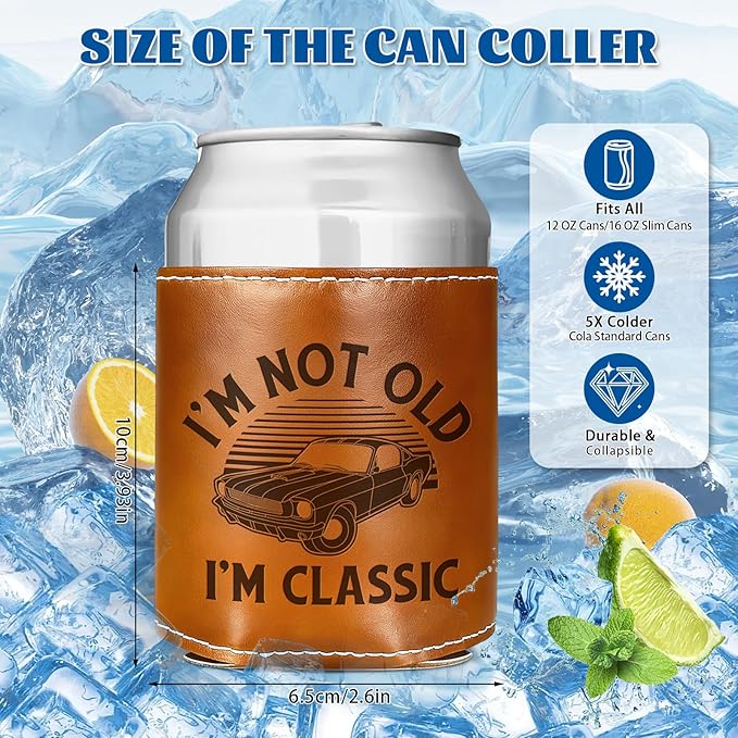 Funny Gifts for Dad from Daughter Son,Christmas Gifts for Grandpa Men,White Elephant Gifts for Adults,Mens Birthday Gag Cool Retirement Gifts for Him Husband,Leather Can Cooler Sleeve Holder for Soda