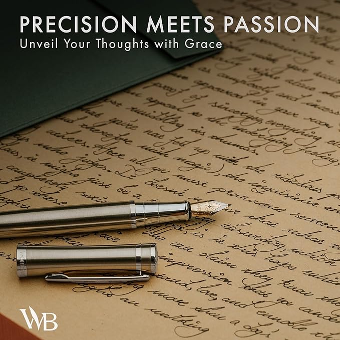 Wordsworth & Black Fountain Pen Gift Set, Includes Bottle, 6 Cartridges, Refill Converter, 4 Replacement Nibs, Premium Package, Journaling, Calligraphy, Smooth Writing Pens [Green Chrome]