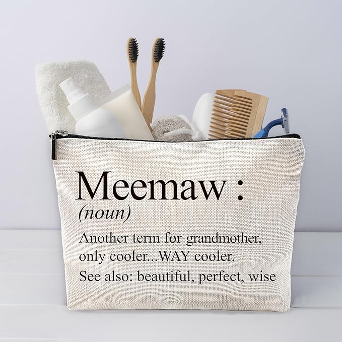 Sufamb Meemaw Gifts Makeup Bag, Meemaw Gifts for Mother's Day Birthday from Grandkids Cosmetic Bags, Best Grandma Gift Portable Small Toiletry Bag Zipper Makeup Pouch