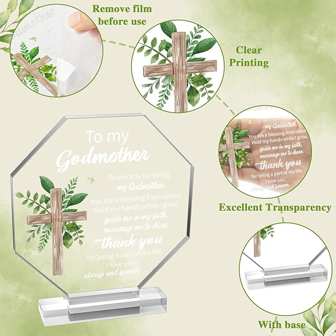 Yopyame Acrylic Gift for Godmother - Godmother Gifts from Godchild for Women Thank You for Being My Godmothers Acrylic Plaque Office Table Decor Birthday Christmas Keepsake Paperweight for Godmothers