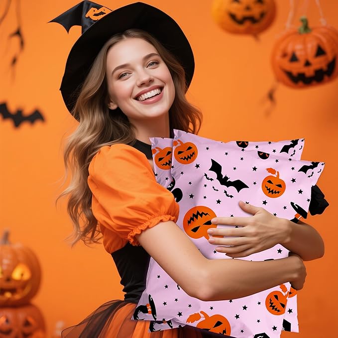 Halloween Poly Mailer 12x15.5 Inch 50 Pcs, Waterproof Shipping Bags for Clothing, Tear-Resistant Mailier Bags, Strong Mailing Bags with Self-Seal - Purple