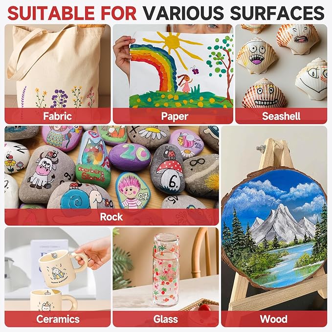 Acrylic Paint Markers,72 Colors Dual Tip Acrylic Paint Pens with Brush and Fine Tips for Rock Painting,Glass,Wood,Ceramic,Canvas,Stone, Vibrant Color Ideal for Artists, Crafters, DIY Projects