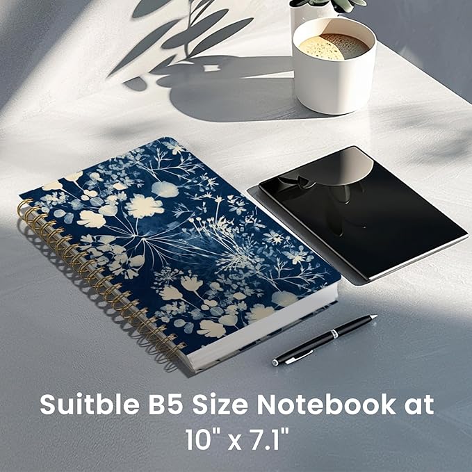 Taja Lined Spiral Notebook Journal for Work, 300 Pages Thick B5 (7.1"x10") College Ruled Journal for Women & Writing, Hardcover Notebook for Note Taking, Perfect for Office Home School, Rustic Bloom