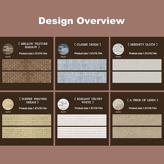 Fabric-Patterned Washi Sticker Set, 6 Rolls Vintage Stickers for Scrapbooking, Journaling, DIY Crafts, and Decorative Wrapping