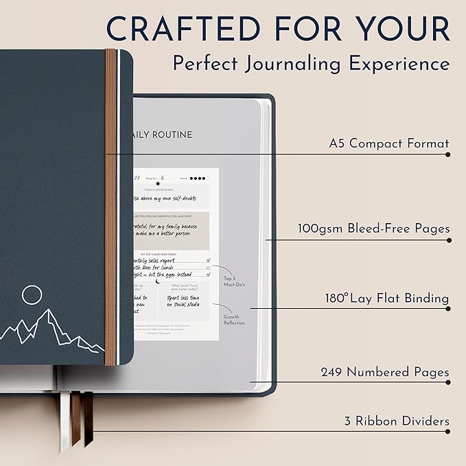 RYVE Gratitude Journal for Men – 6-Month Guided Mindfulness Journal with Prompts, Daily Writing & Reflection, Mindfulness Gifts for Men