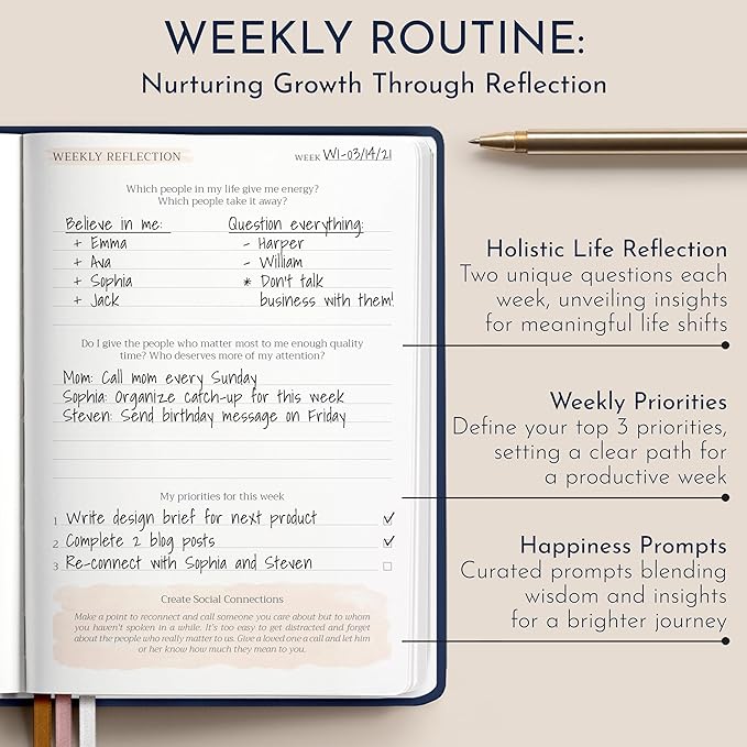 RYVE Daily Journal for Women: 6-Month Guided Gratitude Journal for Women with Prompts - Affirmation, Gratitude, Mindfulness, Self Help & Reflection, Gratitude Journal Notebook, Self Care Journal