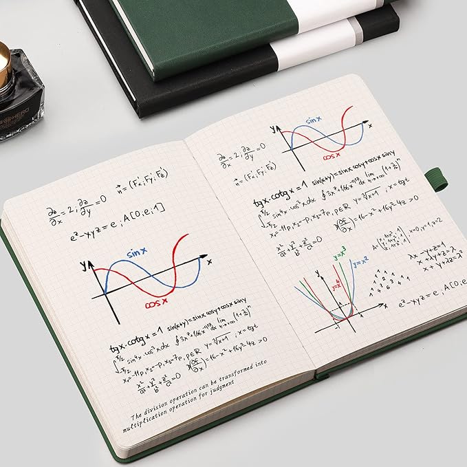 AHGXG Graph Paper Notebook 2 Pack - A5 Grid Paper Notebook/Journal Hardcover with 384 Pages, 120gsm Thick Graph Paper, Grid Paper for Math & Science Students 5.75'' × 8.38''